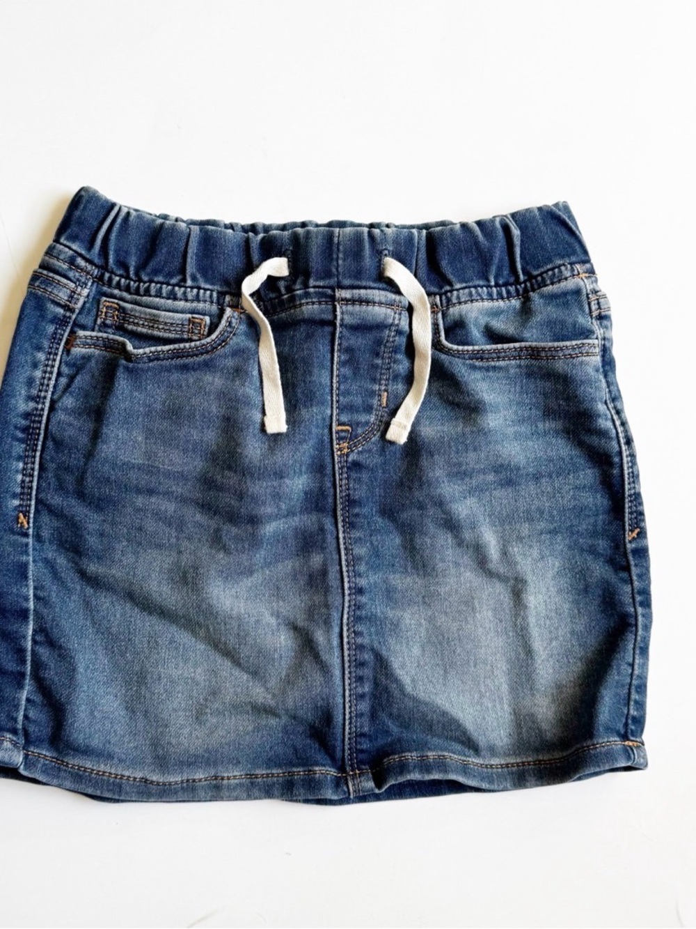 GAP Girls Elastic Waist Denim Skirt - Blue with White Drawstring